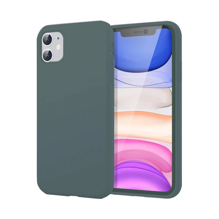 BFS  iPhone 11 Kılıf First Silikon - Koyu Yeşil