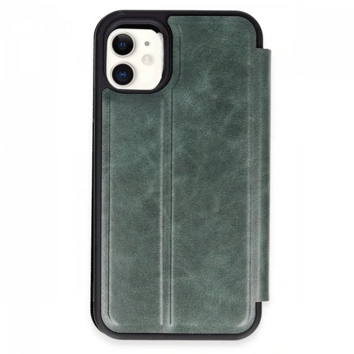 BFS  iPhone 11 Kılıf Flip Cover - Koyu Yeşil