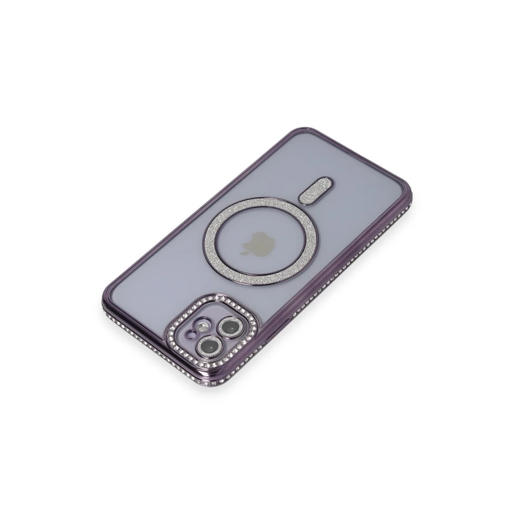 BFS  iPhone 11 Kılıf Joke Simli Magneticsafe Kılıf - Derin Mor