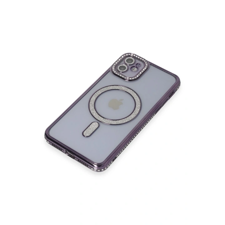 BFS  iPhone 11 Kılıf Joke Simli Magneticsafe Kılıf - Derin Mor