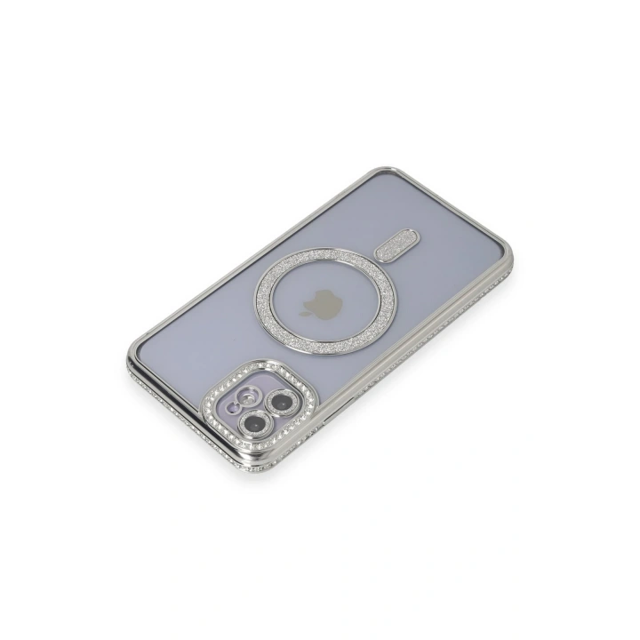 BFS  iPhone 11 Kılıf Joke Simli Magneticsafe Kılıf - Gümüş