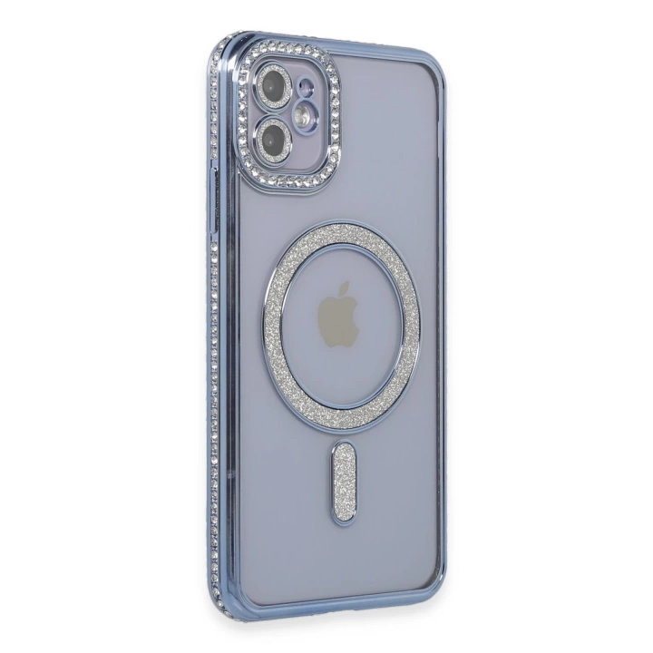 BFS  iPhone 11 Kılıf Joke Simli Magneticsafe Kılıf - Mavi