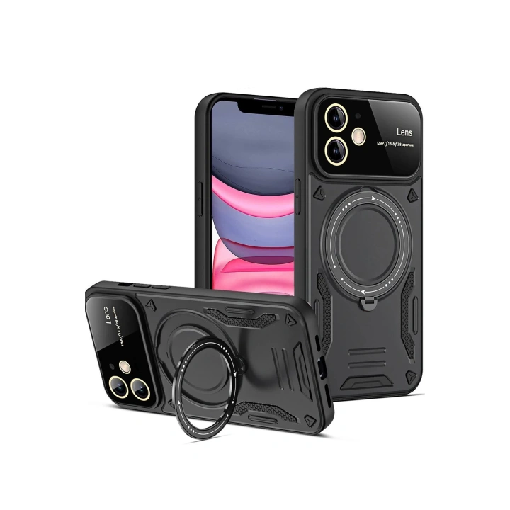 BFS iPhone 11 Kılıf Joy Lens Standlı Kapak - Siyah