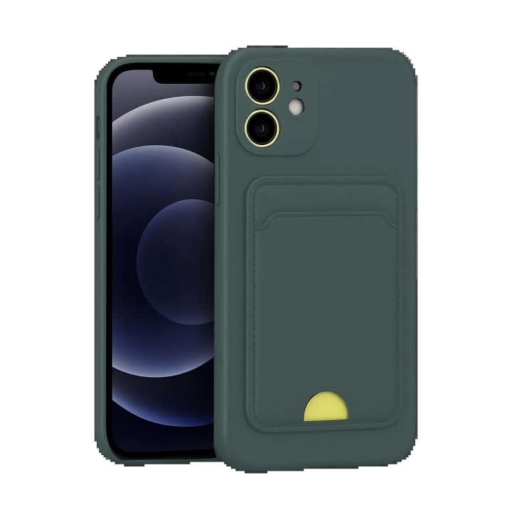 BFS iPhone 11 Kılıf Kelvin Kartvizitli Silikon - Koyu Yeşil