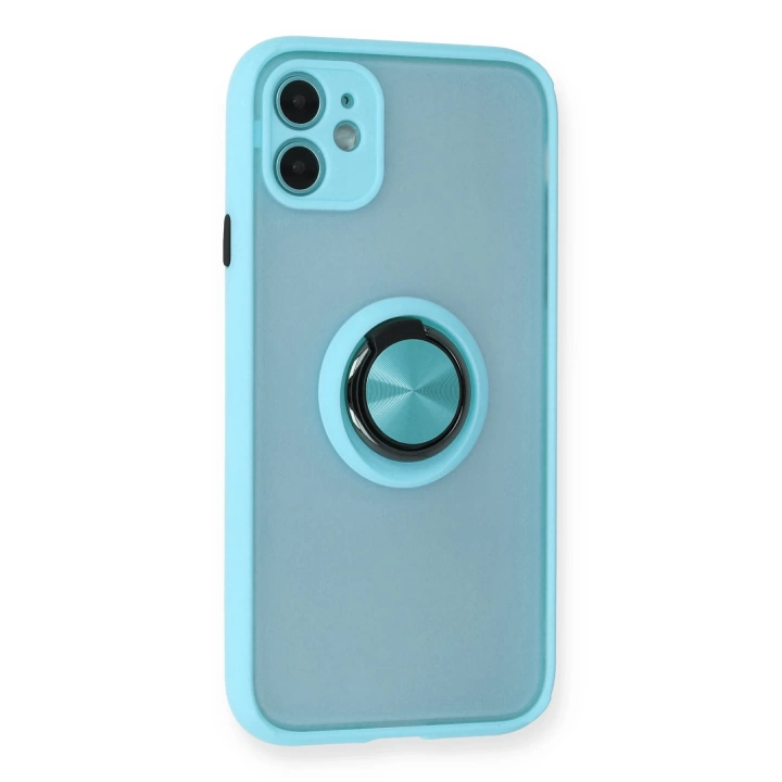 BFS  iPhone 11 Kılıf Montreal Yüzüklü Silikon Kapak - Buz Mavi