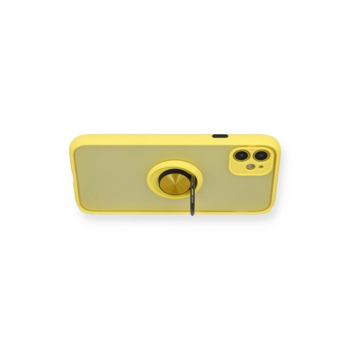 BFS  iPhone 11 Kılıf Montreal Yüzüklü Silikon Kapak - Sarı