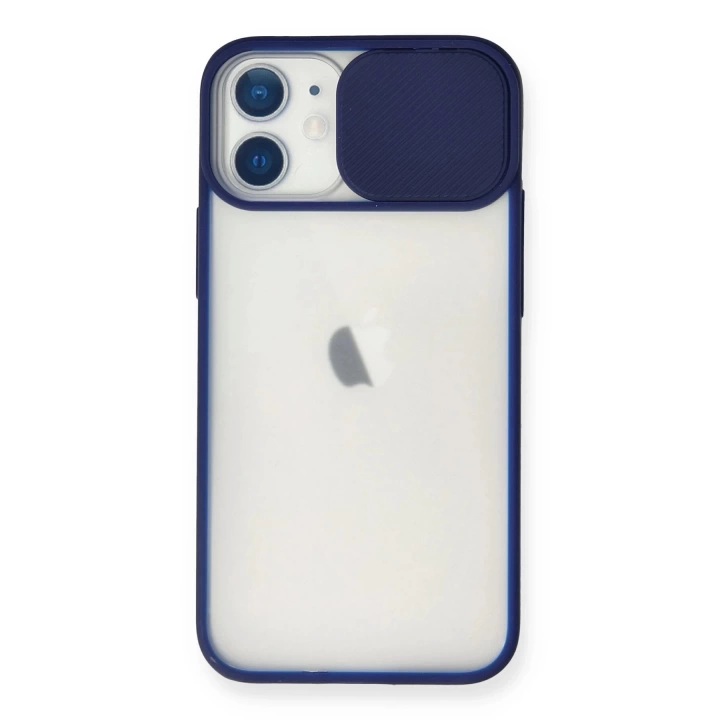 BFS  iPhone 11 Kılıf Palm Buzlu Kamera Sürgülü Silikon - Lacivert