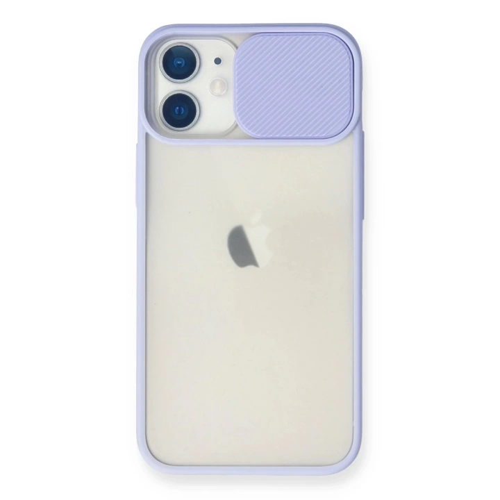 BFS  iPhone 11 Kılıf Palm Buzlu Kamera Sürgülü Silikon - Lila