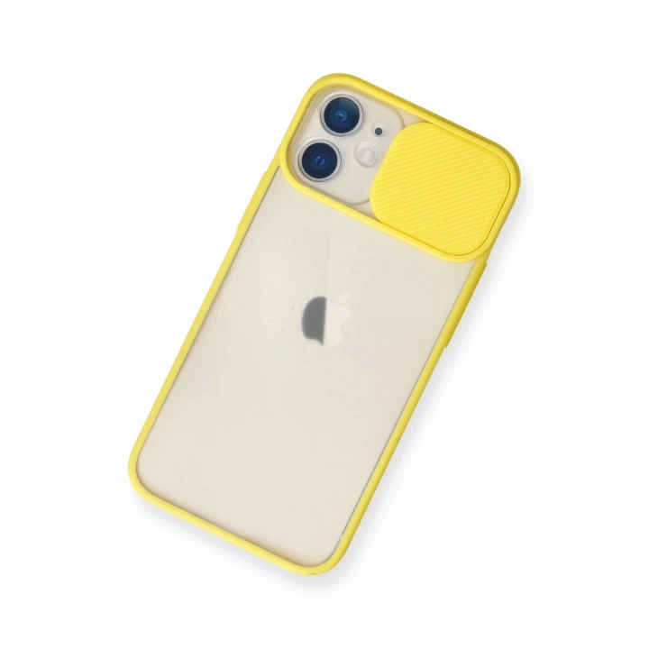 BFS  iPhone 11 Kılıf Palm Buzlu Kamera Sürgülü Silikon - Sarı