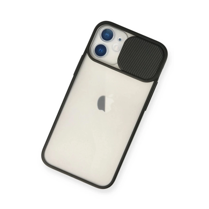 BFS  iPhone 11 Kılıf Palm Buzlu Kamera Sürgülü Silikon - Siyah