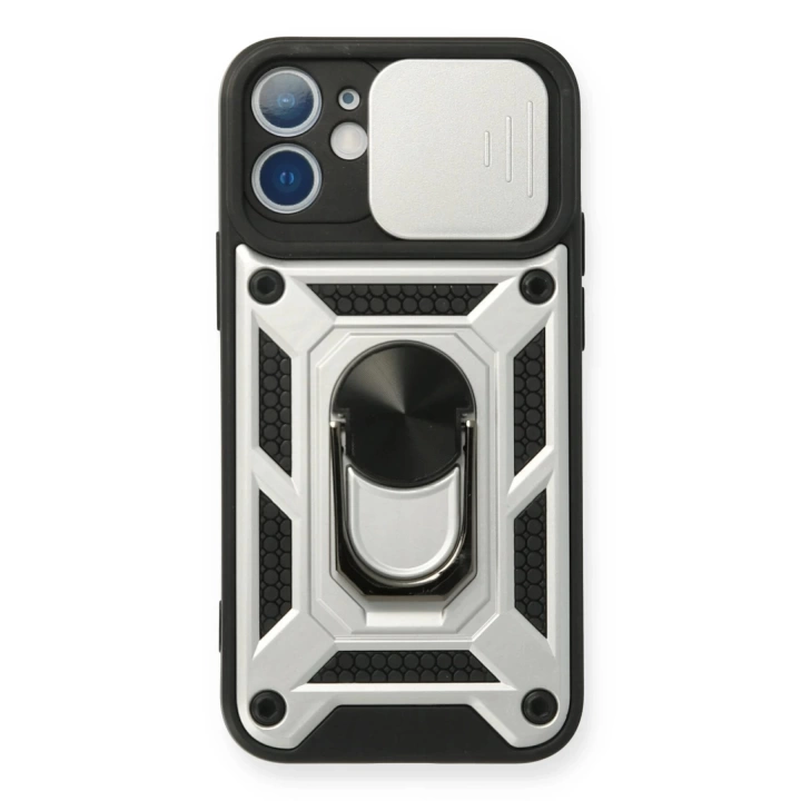 BFS  iPhone 11 Kılıf Pars Lens Yüzüklü Silikon - Gümüş