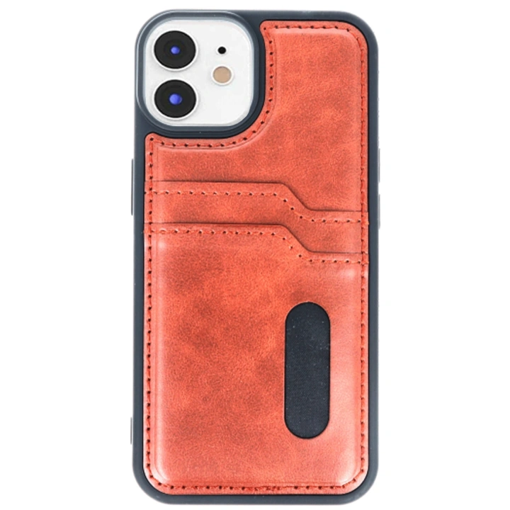 BFS  iPhone 11 Kılıf Sara Kartvizitli Deri Kılıf - Taba