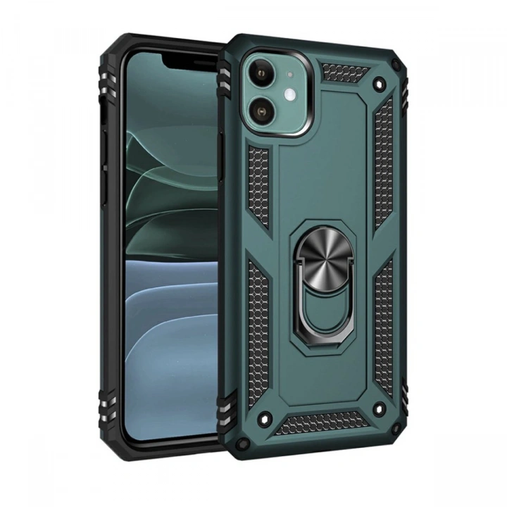 BFS  iPhone 11 Kılıf Sofya Yüzüklü Silikon Kapak - Yeşil