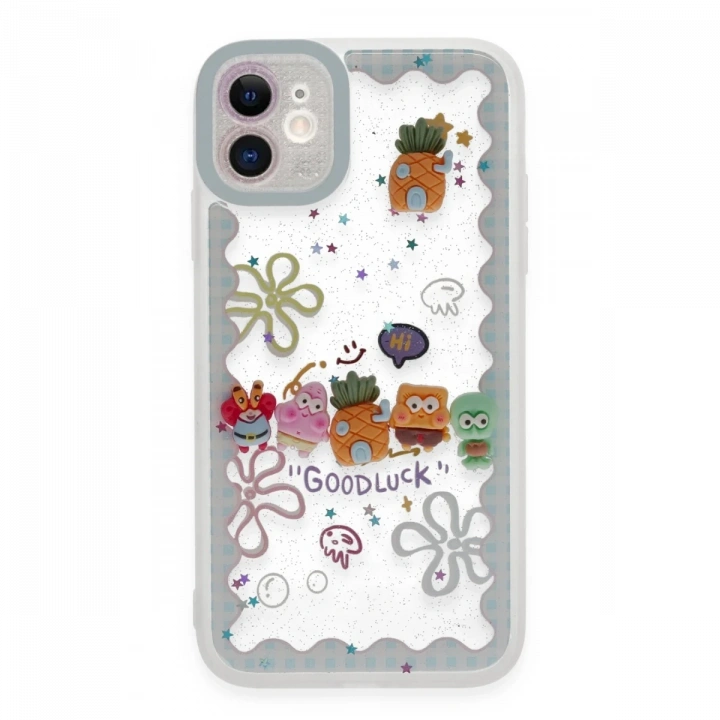 BFS  iPhone 11 Kılıf Sweet Desenli Silikon Kapak - Açık Mavi