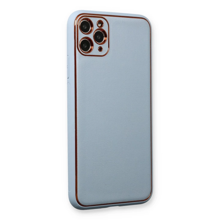 BFS  iPhone 11 Pro Kılıf Coco Deri Silikon Kapak - Açık Mavi