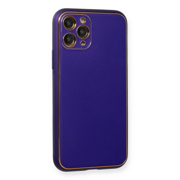 BFS  iPhone 11 Pro Kılıf Coco Deri Silikon Kapak - Mor