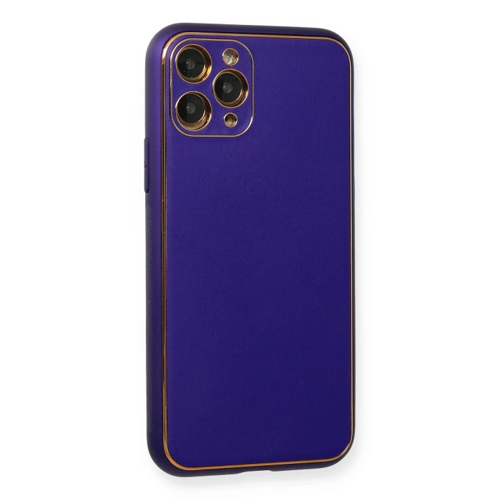 BFS  iPhone 11 Pro Kılıf Coco Deri Silikon Kapak - Mor