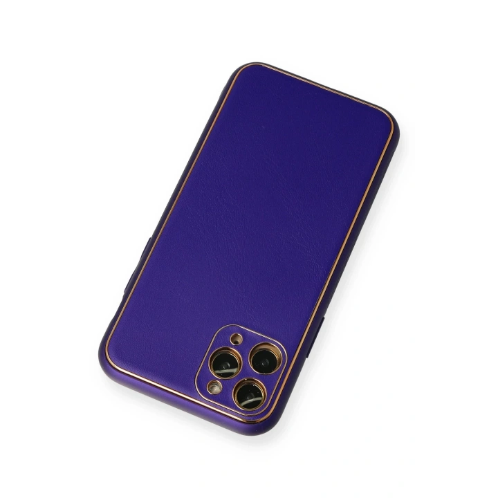 BFS  iPhone 11 Pro Kılıf Coco Deri Silikon Kapak - Mor