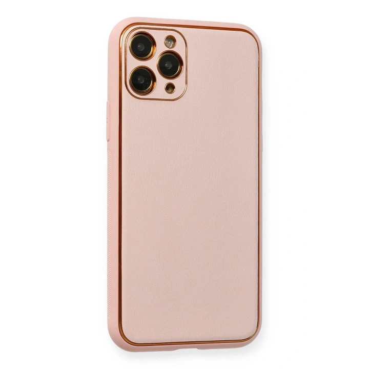 BFS  iPhone 11 Pro Kılıf Coco Deri Silikon Kapak - Pembe