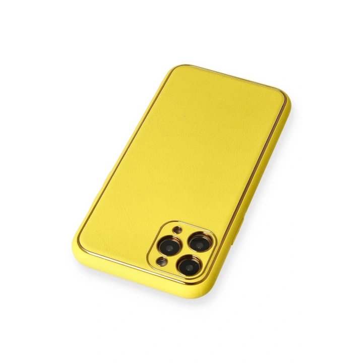 BFS  iPhone 11 Pro Kılıf Coco Deri Silikon Kapak - Sarı