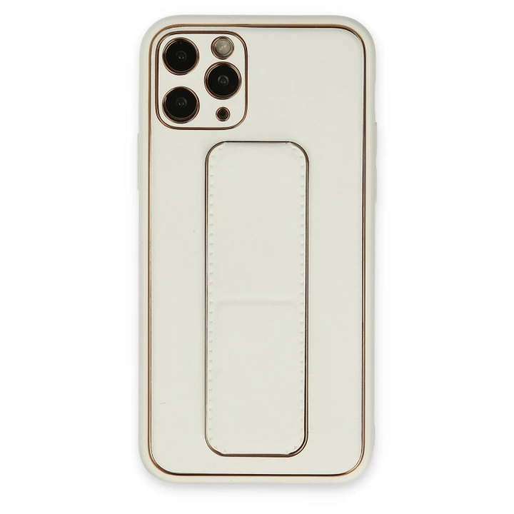 BFS  iPhone 11 Pro Kılıf Coco Deri Standlı Kapak - Beyaz