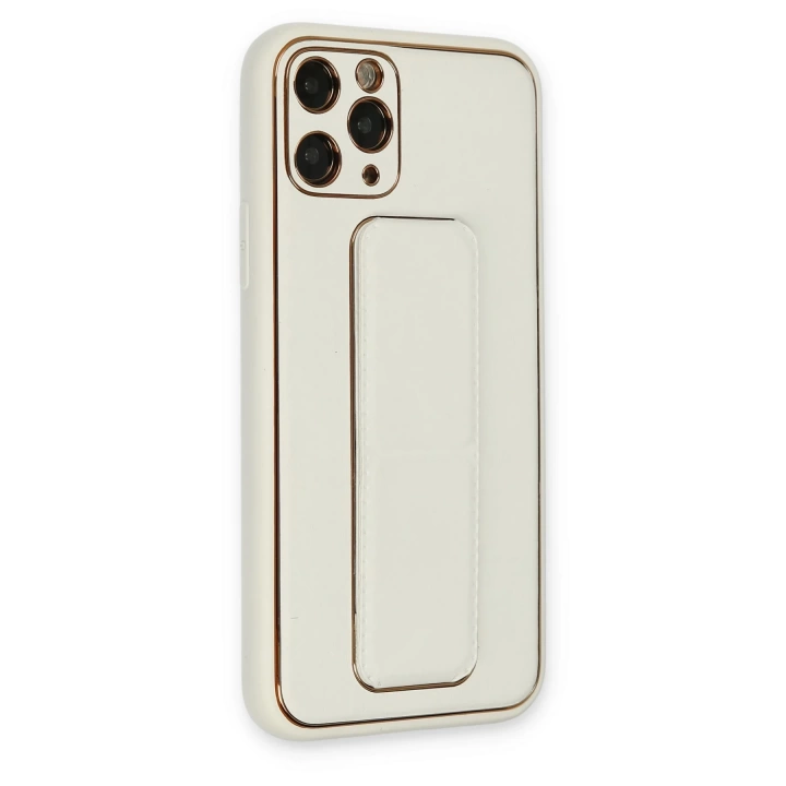 BFS  iPhone 11 Pro Kılıf Coco Deri Standlı Kapak - Beyaz