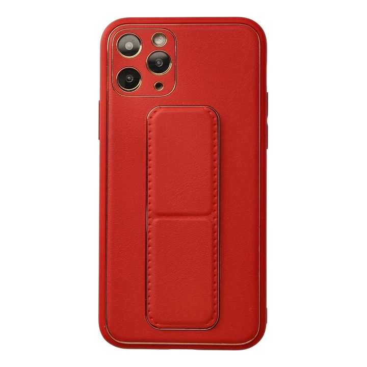 BFS  iPhone 11 Pro Kılıf Coco Deri Standlı Kapak - Kırmızı