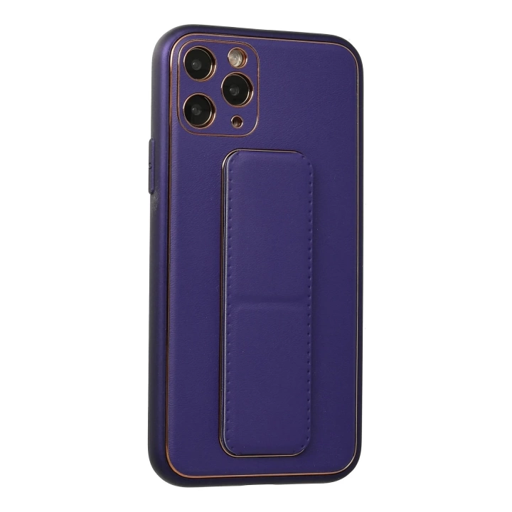 BFS  iPhone 11 Pro Kılıf Coco Deri Standlı Kapak - Mor