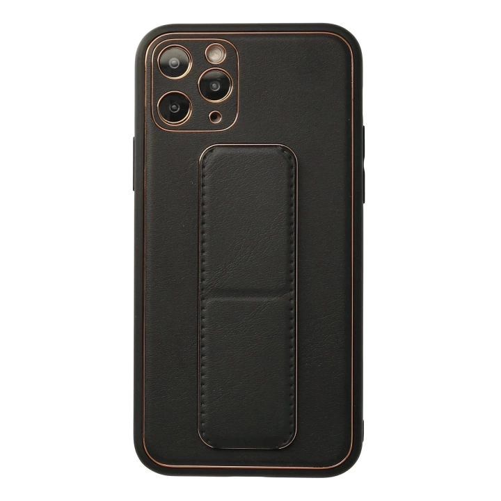 BFS  iPhone 11 Pro Kılıf Coco Deri Standlı Kapak - Siyah