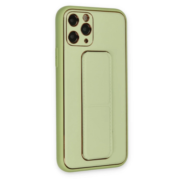 BFS  iPhone 11 Pro Kılıf Coco Deri Standlı Kapak - Su Yeşili