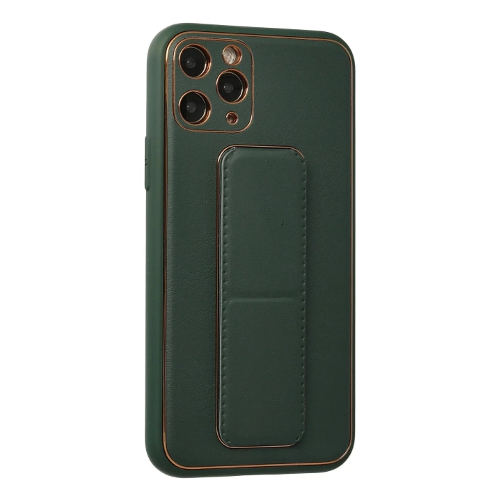 BFS  iPhone 11 Pro Kılıf Coco Deri Standlı Kapak - Yeşil