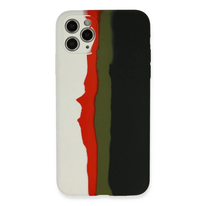 BFS  iPhone 11 Pro Kılıf Ebruli Lansman Silikon - Beyaz-Siyah