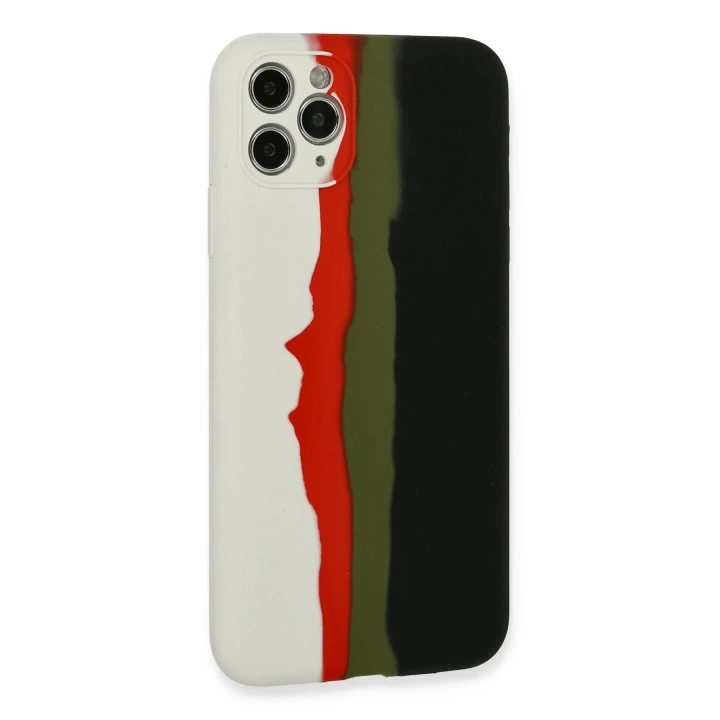 BFS  iPhone 11 Pro Kılıf Ebruli Lansman Silikon - Beyaz-Siyah