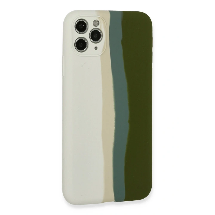 BFS  iPhone 11 Pro Kılıf Ebruli Lansman Silikon - Beyaz-Yeşil