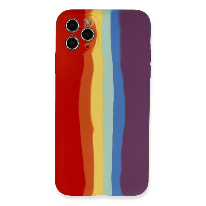 BFS  iPhone 11 Pro Kılıf Ebruli Lansman Silikon - Kırmızı-Mor