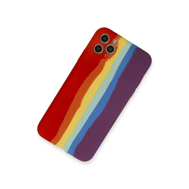 BFS  iPhone 11 Pro Kılıf Ebruli Lansman Silikon - Kırmızı-Mor