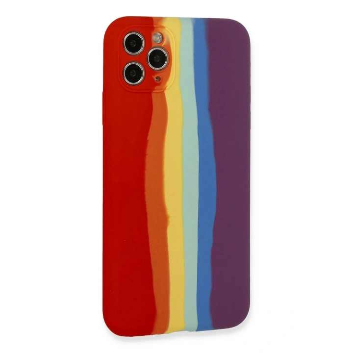 BFS iPhone 11 Pro Kılıf Ebruli Lansman Silikon - Kırmızı-Mor