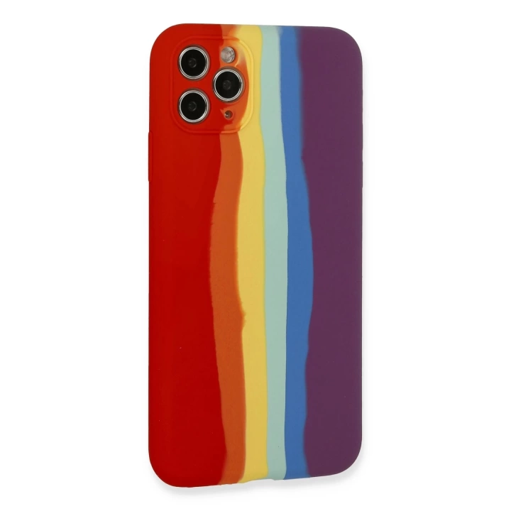 BFS  iPhone 11 Pro Kılıf Ebruli Lansman Silikon - Kırmızı-Mor