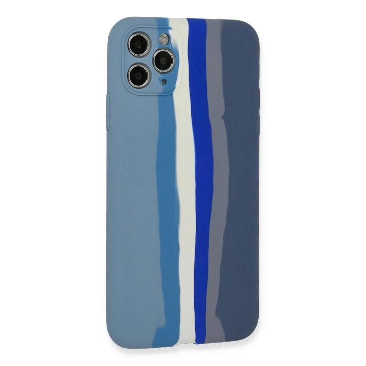 BFS  iPhone 11 Pro Kılıf Ebruli Lansman Silikon - Mavi-Gri