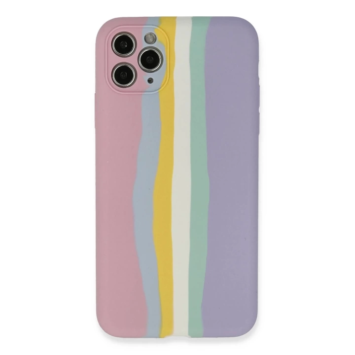 BFS  iPhone 11 Pro Kılıf Ebruli Lansman Silikon - Pembe-Lila