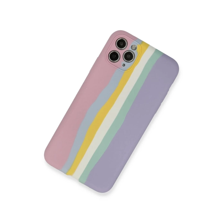 BFS  iPhone 11 Pro Kılıf Ebruli Lansman Silikon - Pembe-Lila