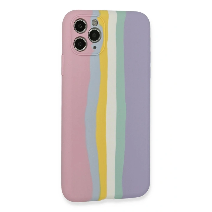 BFS iPhone 11 Pro Kılıf Ebruli Lansman Silikon - Pembe-Lila