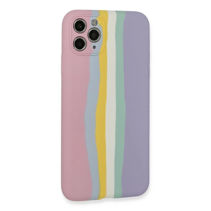 BFS  iPhone 11 Pro Kılıf Ebruli Lansman Silikon - Pembe-Lila