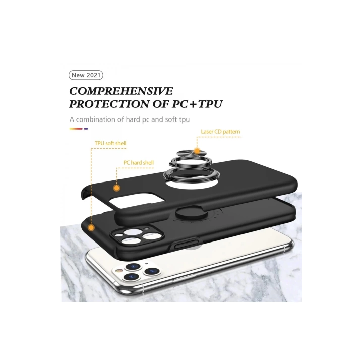 BFS  iPhone 11 Pro Kılıf Elit Yüzüklü Kapak - Siyah