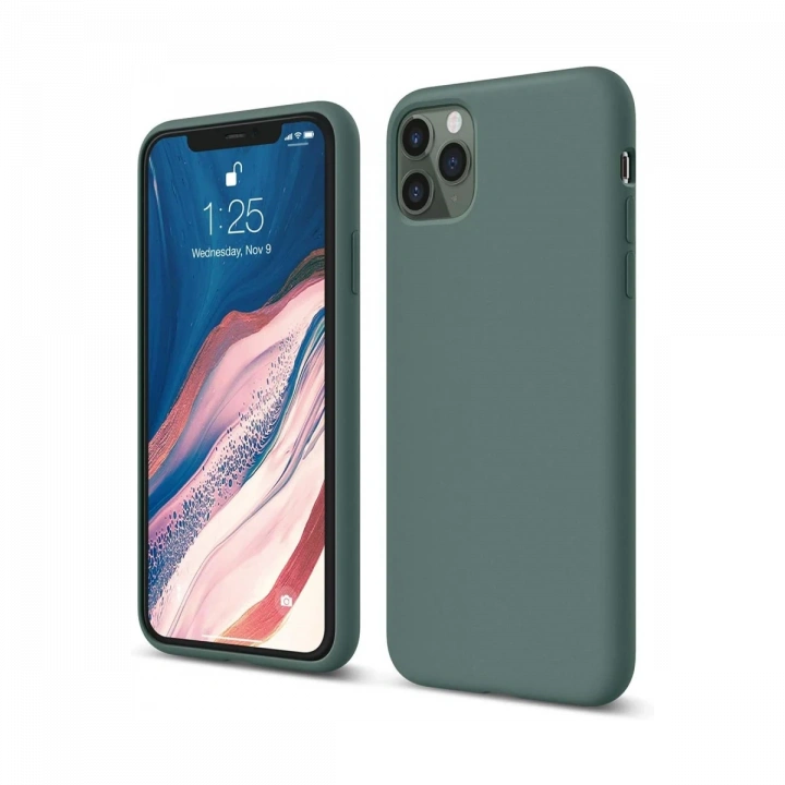 BFS  iPhone 11 Pro Kılıf First Silikon - Koyu Yeşil