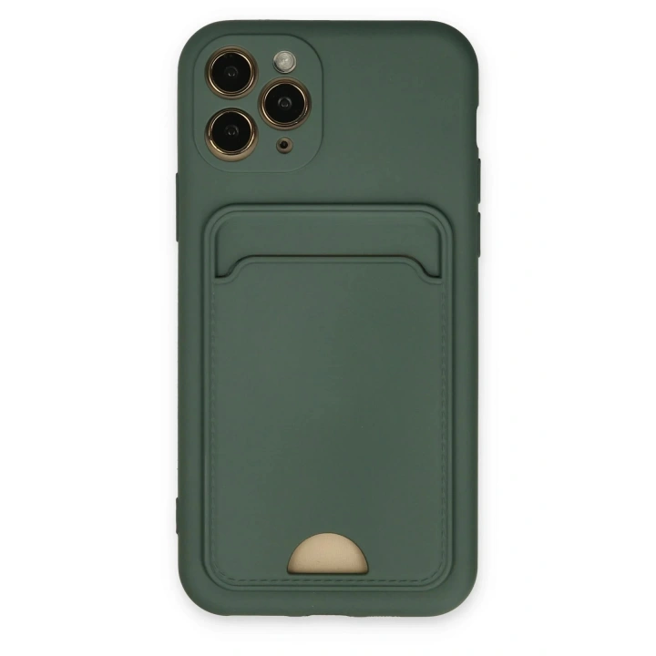 BFS  iPhone 11 Pro Kılıf Kelvin Kartvizitli Silikon - Koyu Yeşil