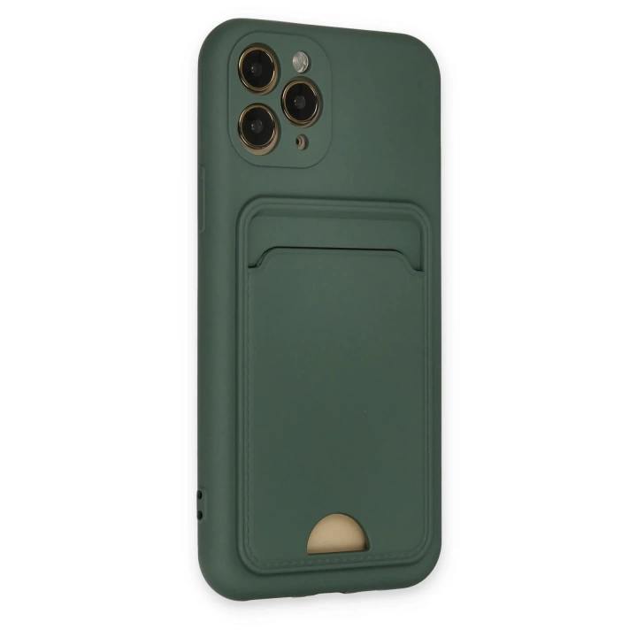 BFS  iPhone 11 Pro Kılıf Kelvin Kartvizitli Silikon - Koyu Yeşil
