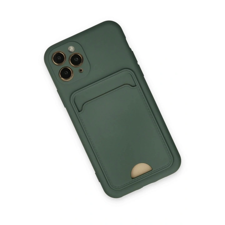 BFS  iPhone 11 Pro Kılıf Kelvin Kartvizitli Silikon - Koyu Yeşil