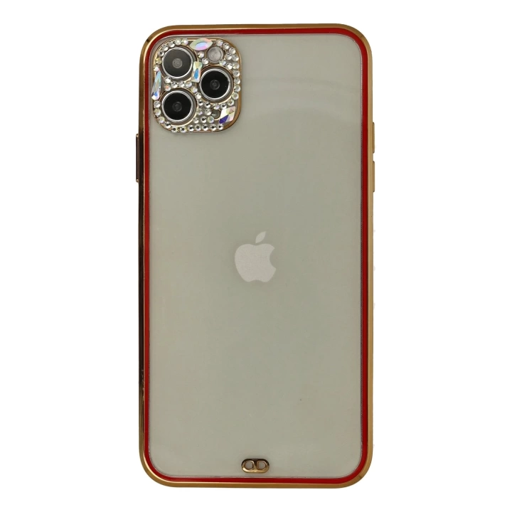 BFS  iPhone 11 Pro Kılıf Liva Taşlı Silikon - Kırmızı