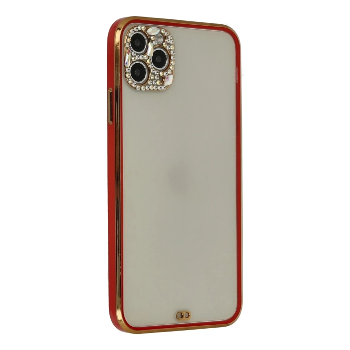 BFS  iPhone 11 Pro Kılıf Liva Taşlı Silikon - Kırmızı